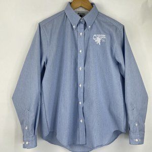 Cowgirl Co Shirt Womens Medium M Button Blue White Embroidered Western